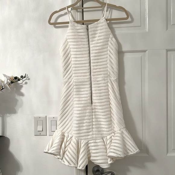 Bardot Piper Mesh Ruffle Hem Minidress Ivory - Picture 6 of 16